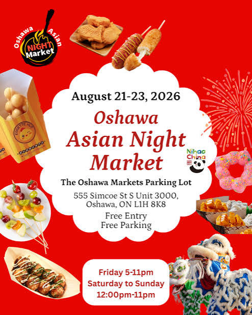 Asian Night Market at The Oshawa Markets parking lot — August 21–23, 2026