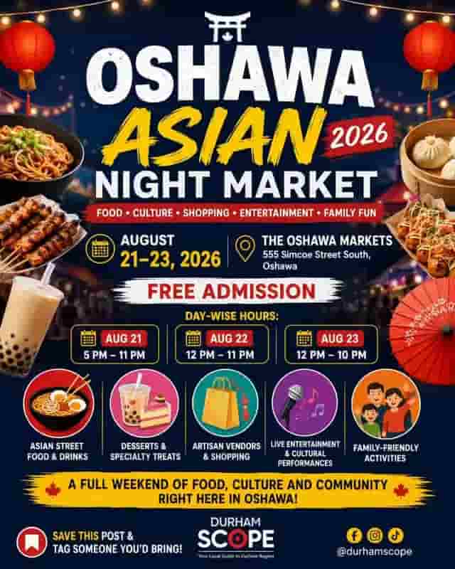 Oshawa Asian Night Market 2026 — August 21 to 23 at The Oshawa Markets